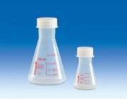 Erlenmayer Geniş Boyunlu (Pmp)  Kırmızı Baskılı, Vida Kapaklı (Pp), Şeffaf   1000 ml