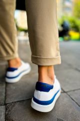 CH979 - Santoni GBT Spor Erkek Ayakkabı BEYAZ/MAVI