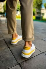 CH979 - Santoni GBT Spor Erkek Ayakkabı BEYAZ/SARI