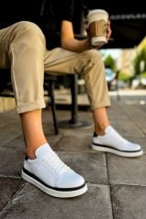 CH979 - Santoni GBT Spor Erkek Ayakkabı BEYAZ/SIYAH