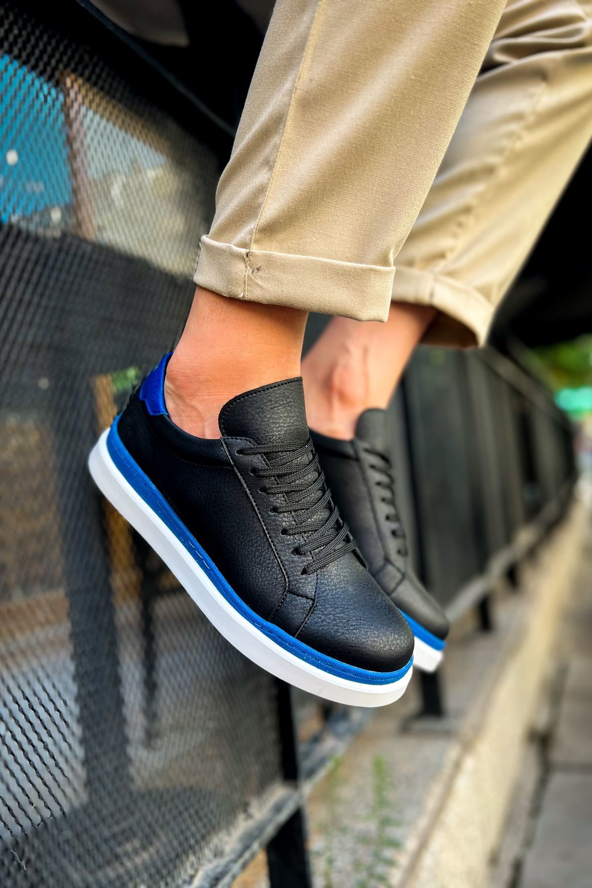 CH979 - Santoni GBT Spor Erkek Ayakkabı SIYAH/MAVI