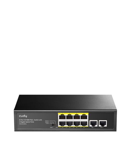 CUDY 8Port 10/100M PoE+2GB Up 80W Switch