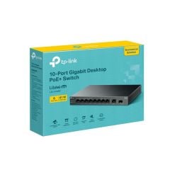 TpLınk Ls1210Gp 8 Port Gıgabıt + 1Xrj45/1Xsfp Uplınk 61W 250 Metre Poe Mesafe Metal Kasa