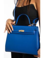 Remuse Klasi̇k Model Ki̇li̇tli̇ Kadın El Omuz Çantası Saks