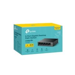 TpLınk Ls105Gp 4 Port Gıgabıt + 1 Port Rj45 Uplınk Poe 65W 250 Metre Poe Mesafe Metal Kasa Swıtch