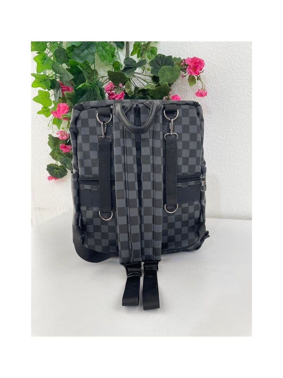 Remuse Unisex Sırt Çantası Kareli Siyah Gr