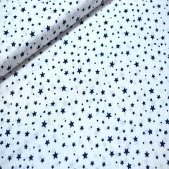 Lacivert yıldızlı poplin kumaş