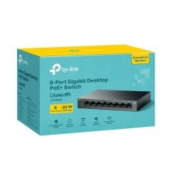 TpLınk Ls108Gp 8 Port Gıgabıt + Rj45 62W 250 Metre Poe Mesafe Metal Kasa