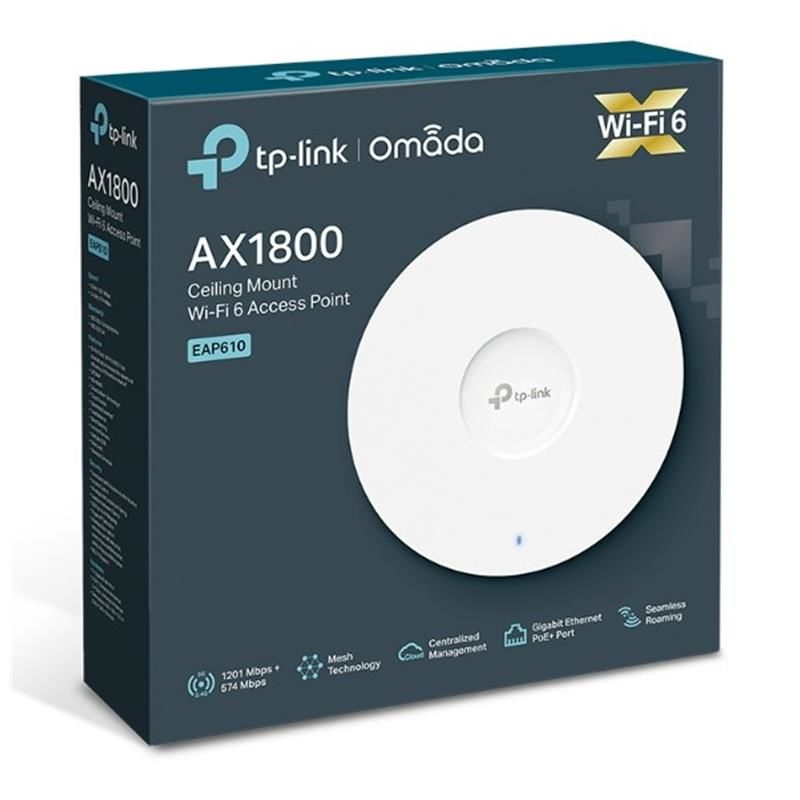 TpLınk Omada Eap610 Ax1800 Dual Band Wıfı6 1Xgbıt Rj45 2.4Ghz/5Ghz Tavan Ti̇pi̇ Access Poınt (Adaptörlü)