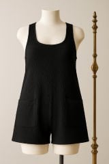 Kadın Siyah Mini Cepli Tulum Plaj Elbisesi – Şık, Rahat ve 4 Mevsim Kullanıma Uygun