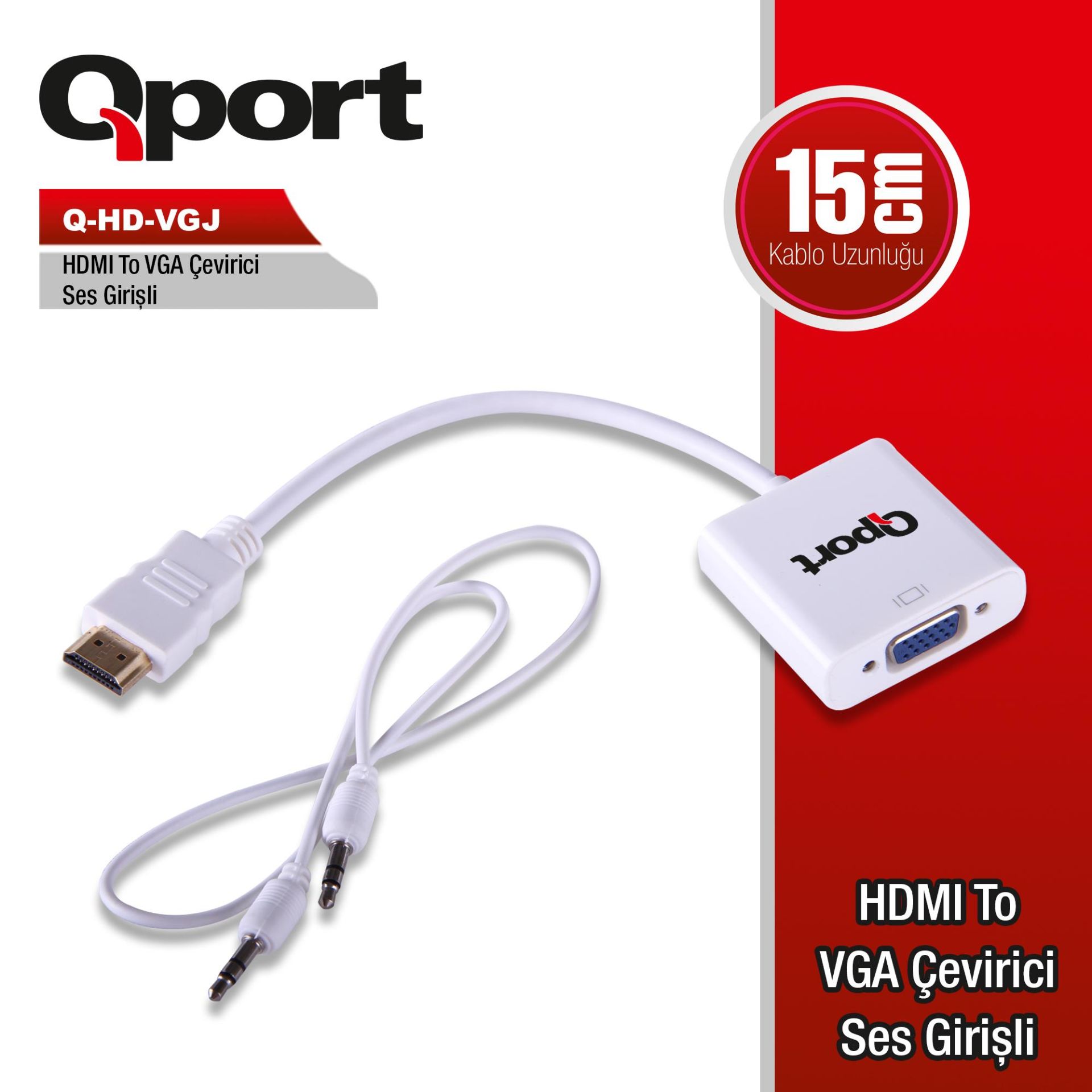Qport QHdVgj  Hdmı To Vga Cevırıcı+ Ses Jack