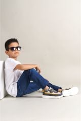 1015 - Star-X Çocuk Ayakkabı Gri Beyaz Sarı