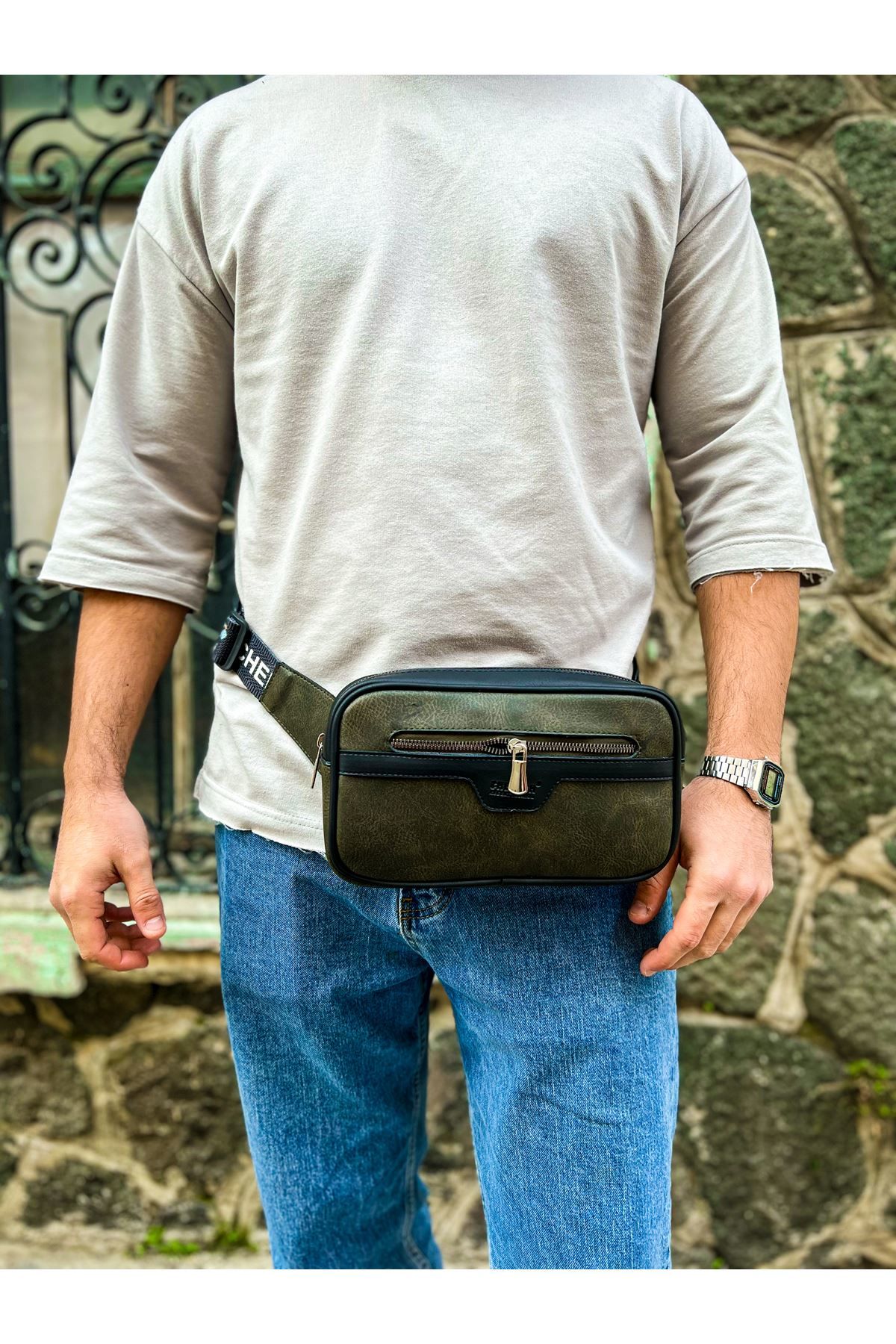 CH101 - Poani Tablet Erkek Çanta SIYAH / HAKI