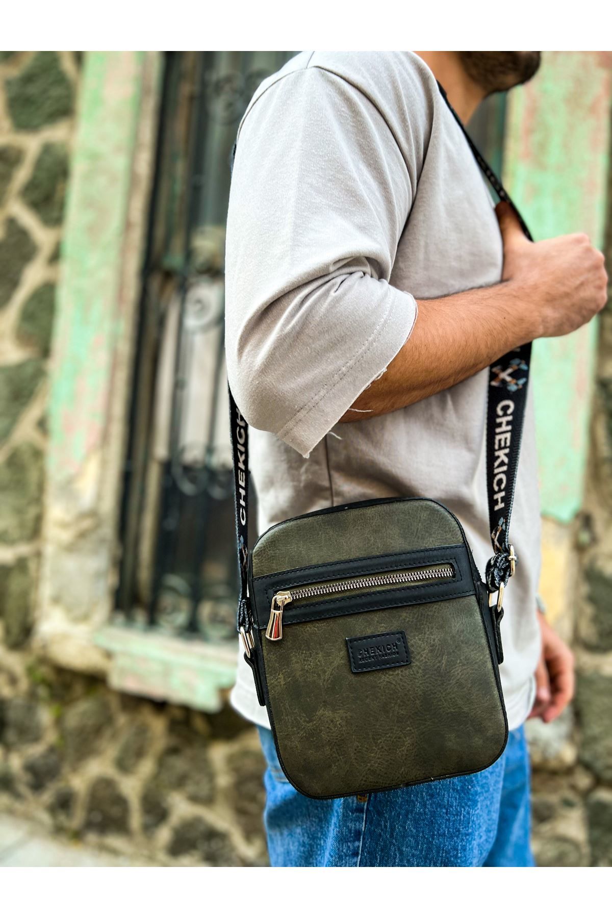 CH102 - Stealht Kare Erkek Çanta SIYAH / HAKI