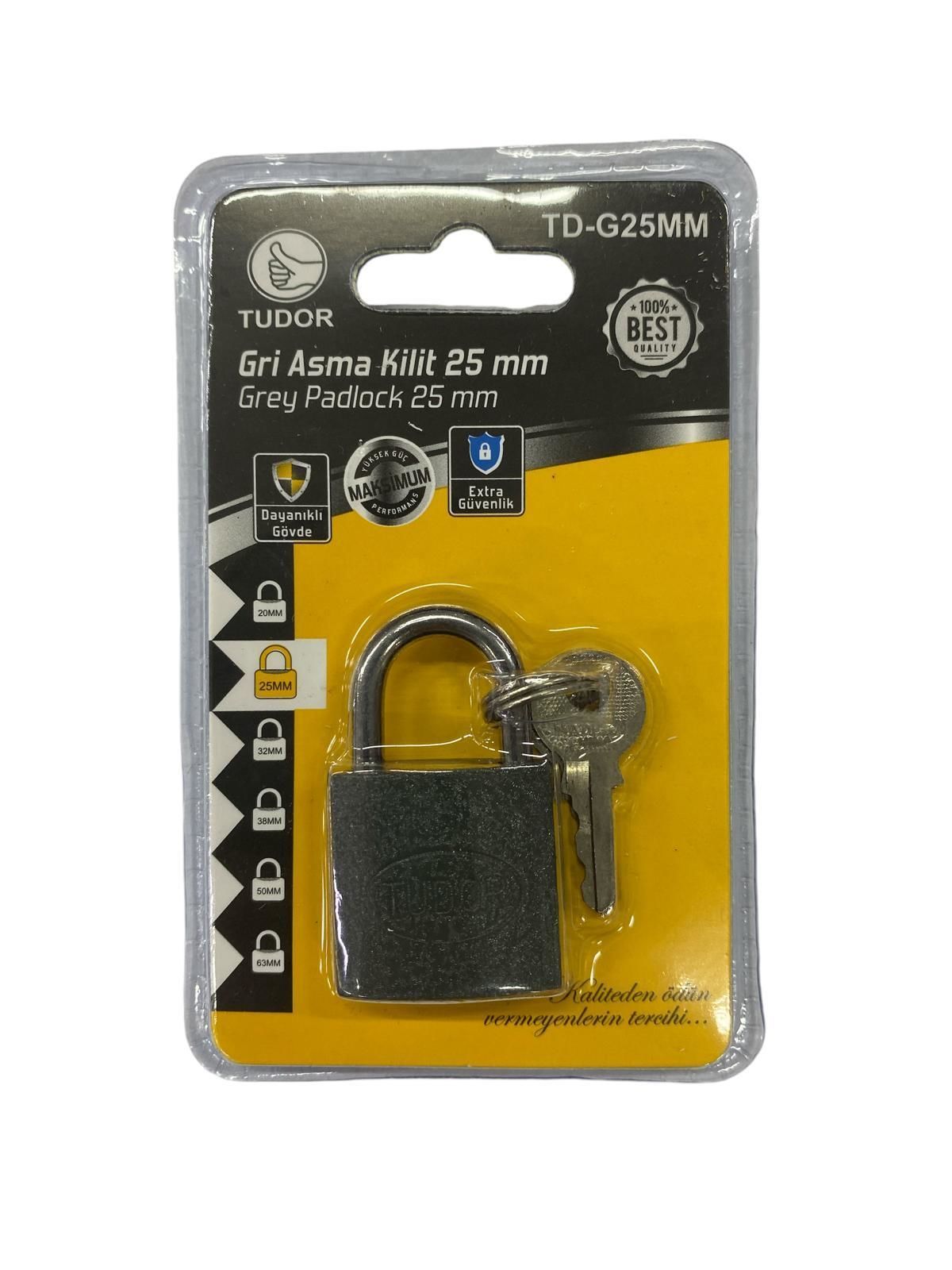 Ennalbur Tudor 25 mm Kısa Gri Asma Kilit