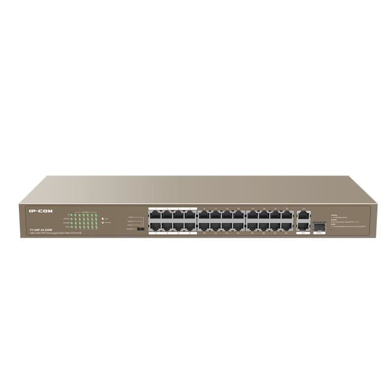 IpCom F1126P24250W 24 Port 10/100+ 2Xrj45/1X1Gb Sfp Combo 250W Poe Racmount Swıtch