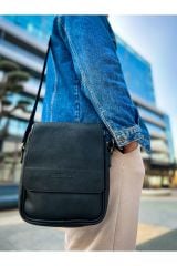 CNT009 - Cilt Deri Erkek Yan Omuz Çantası SIYAH