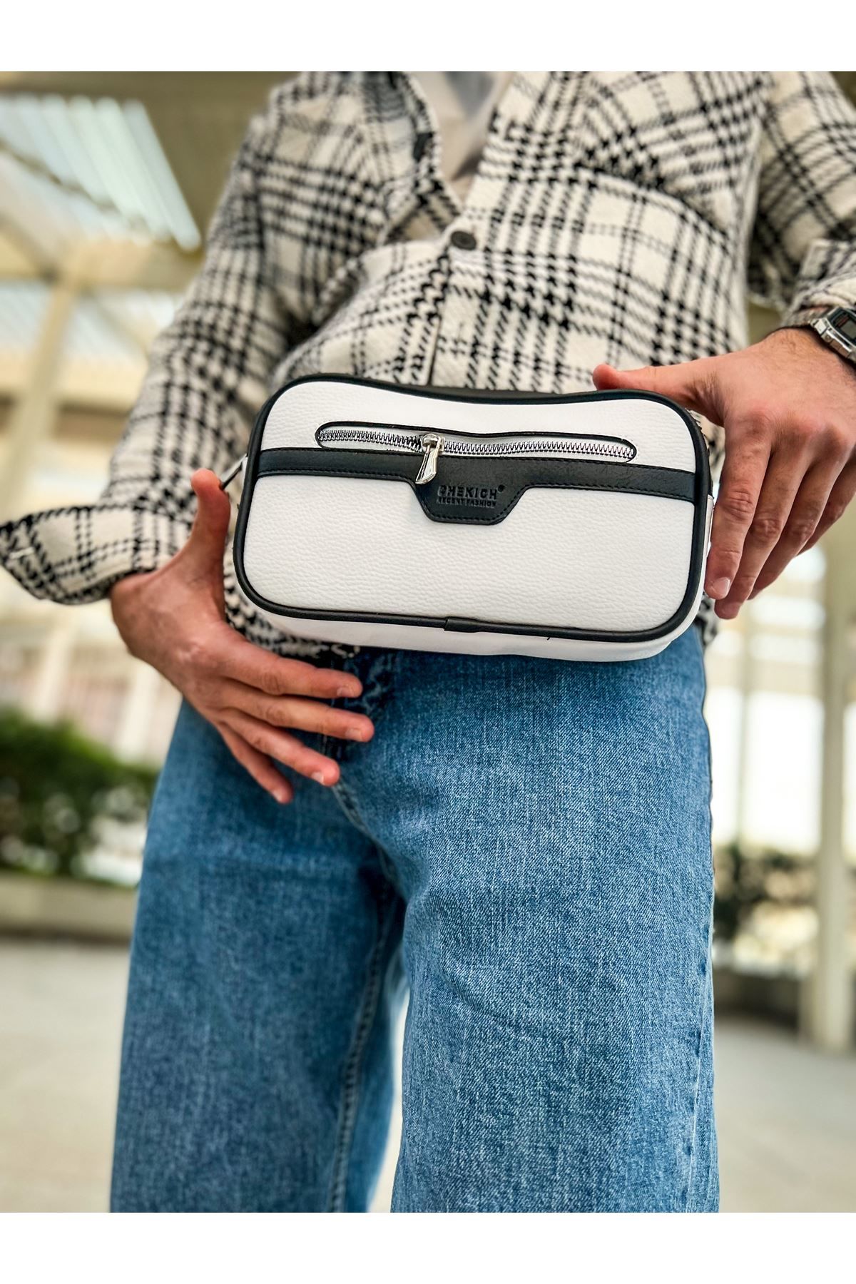 CH101 - Poani Tablet Erkek Çanta BEYAZ/SIYAH