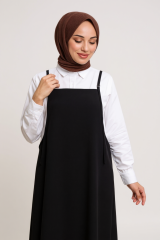 Kadın Siyah Basic Ayarlanabilir Askılı Jile Elbise – Şık, Rahat ve 4 Mevsim Kullanıma Uygun