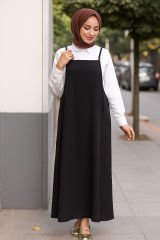 Kadın Siyah Basic Ayarlanabilir Askılı Jile Elbise – Şık, Rahat ve 4 Mevsim Kullanıma Uygun