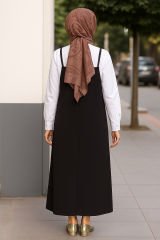 Kadın Siyah Basic Ayarlanabilir Askılı Jile Elbise – Şık, Rahat ve 4 Mevsim Kullanıma Uygun