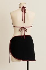 Kadın Bordo Siyah Pareolu Yandan ve Boyundan Bağlamalı 3'lü Bikini Takımı – Modern, Konforlu ve Günlük Kombinlere Uygun