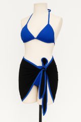 Kadın Mavi Pareolu Yandan ve Boyundan Bağlamalı 3'lü Bikini Takımı – Modern, Konforlu ve Günlük Kombinlere Uygun