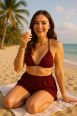 Kadın Bordo Şortlu Belden ve Boyundan Bağlamalı Bikini Takımı – Modern, Konforlu ve Günlük Kombinlere Uygun