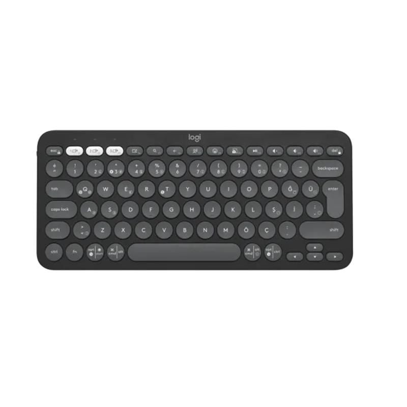 LOGITECH K380S PEBBLE KEYS  920-011859 2 ÇOKLU CİHAZ ÖZELLİKLİ BLUETOOTH TÜRKÇE Q KLAVYE GRİ 