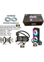 AZTECH LIQUID COOLING AZ240-1B (intel-Amd Destekli) ARGB LED 240MM SIVI SOĞUTMA SISTEMI
