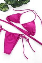 Kadın Fuşya Yandan Bağlamalı Tangalı Üçgen Bikini Mayo Takımı – Modern, Konforlu ve Günlük Kombinlere Uygun