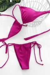 Kadın Fuşya Yandan Bağlamalı Tangalı Üçgen Bikini Mayo Takımı – Modern, Konforlu ve Günlük Kombinlere Uygun