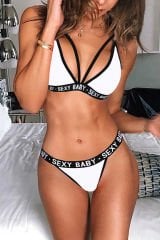 Kadın Beyaz Yazı Detaylı Ipli Sütyen Takımı – Modern, Konforlu ve Günlük Kombinlere Uygun