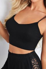 Kadın Siyah Yanları ve Sırtı Dantel Detaylı Çift Sıra İnce Lastikli Şortlu Gecelik Takım