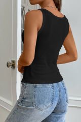 Kadın Siyah Kolsuz Kalın Askılı Uzun Crop Top Bluz & Atlet – Şık, Rahat ve Kolay Kombinlenebilir