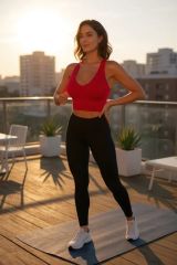 Kadın Kırmızı Derin Göğüs Dekolteli Şık Crop Top Bluz – Şık, Rahat ve Kolay Kombinlenebilir