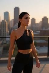 Kadın Siyah Tek Omuz Cut Out Detaylı Crop Top Bluz – Şık, Rahat ve Kolay Kombinlenebilir