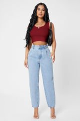 Kadın Bordo Kare Yaka Crop Top Bluz – Şık, Rahat ve Kolay Kombinlenebilir