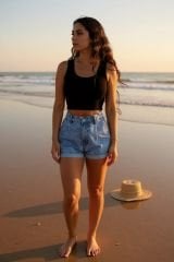 Kadın Siyah Kare Yaka Crop Top Bluz – Şık, Rahat ve Kolay Kombinlenebilir