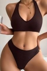 Kadın Kahverengi Seamless Tanga Sütyen Takım – Modern, Konforlu ve Günlük Kombinlere Uygun