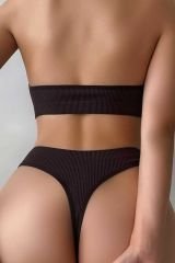 Kadın Kahverengi Seamless Tanga Sütyen Takım – Modern, Konforlu ve Günlük Kombinlere Uygun