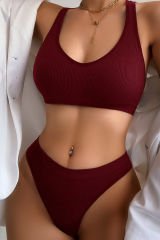 Kadın Bordo Desteksiz Seamless Tangalı   İç Çamaşır  Takımı