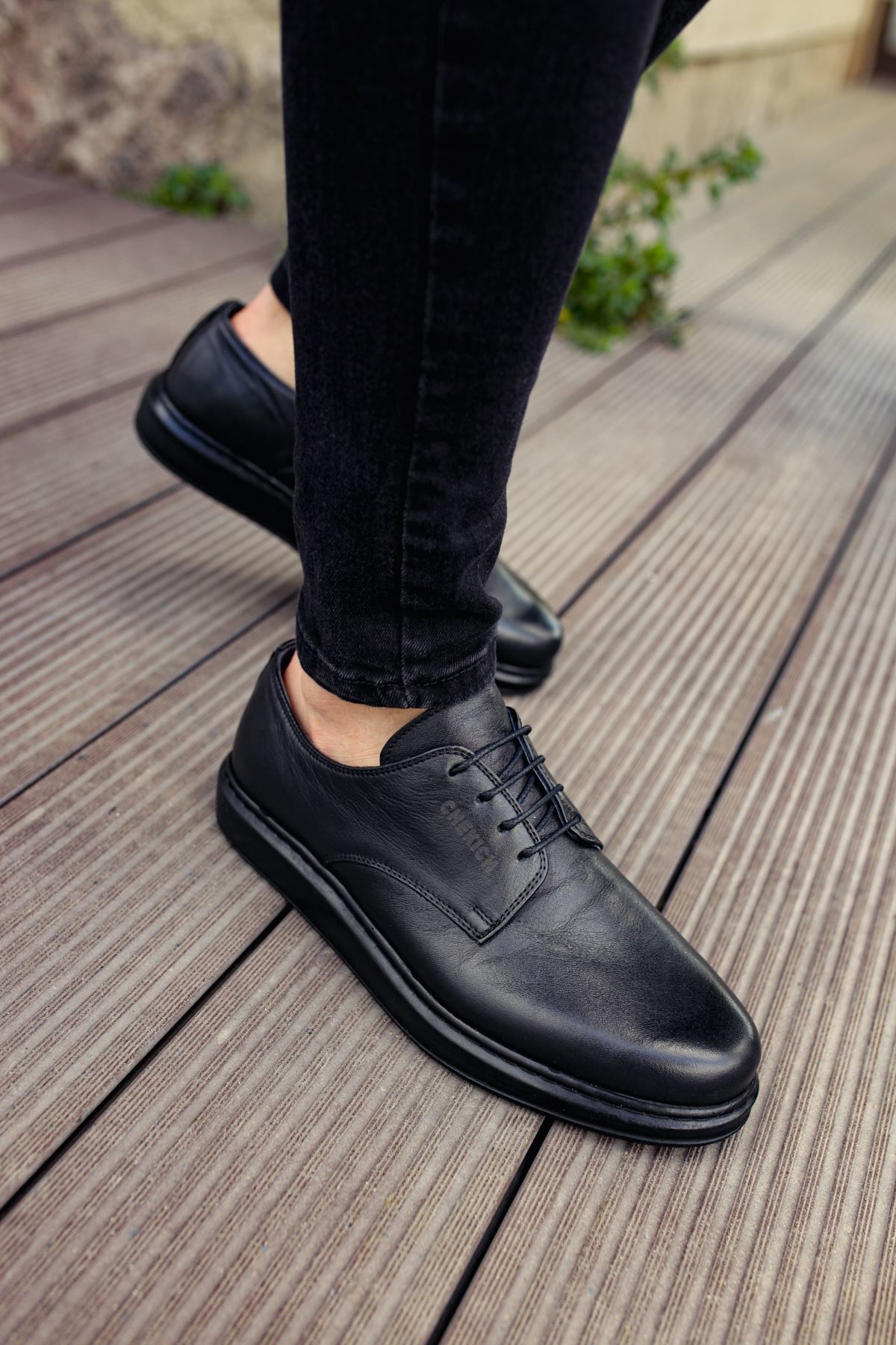 CH003 - DST Classica Pelle Di Cuoio Erkek Ayakkabı SIYAH