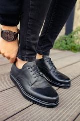 CH003 - DST Classica Pelle Di Cuoio Erkek Ayakkabı SIYAH