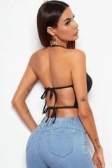 Kadın Siyah Belden Bağlamalı Şık Büstiyer – Modern ve Şık Tasarım