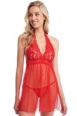Kadın Kırmızı Dantelli Transparan Şık Gecelik Takım – Modern, Konforlu ve Günlük Kombinlere Uygun