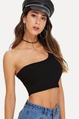 Kadın Siyah Tek Omuz Crop Büstiyer – Modern ve Şık Tasarım