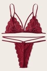 Kadın Bordo Dantel Sütyen Külot Takımı – Modern, Konforlu ve Günlük Kombinlere Uygun