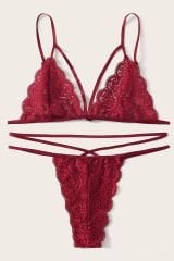 Kadın Bordo Dantel Sütyen Külot Takımı – Modern, Konforlu ve Günlük Kombinlere Uygun