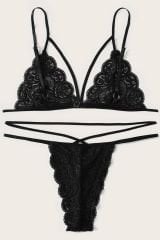 Kadın Siyah Dantel Sütyen Külot Takımı – Modern, Konforlu ve Günlük Kombinlere Uygun